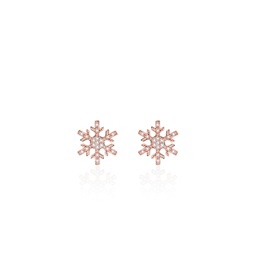 눈의 꽃 귀걸이 (소) 14k 레드골드 CZ
